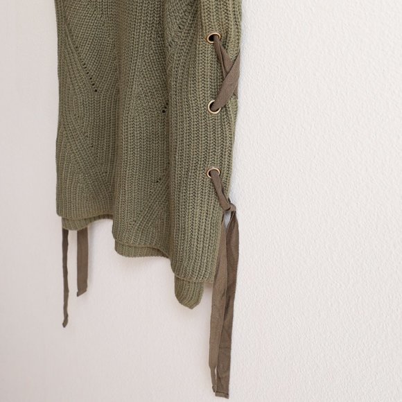 Monteau Los Angelos Olive Green Mock Neck Sleeveless Knit Sweater Vest M - Picture 8 of 9